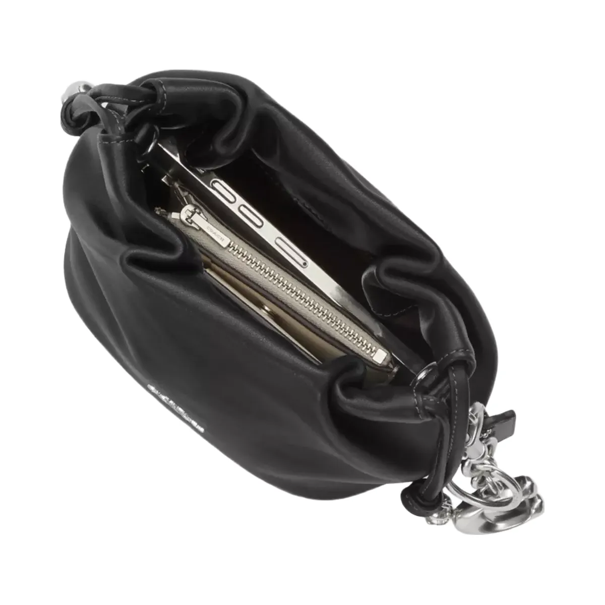 Coach Faye Mini Drawstring Bag in Silver Black