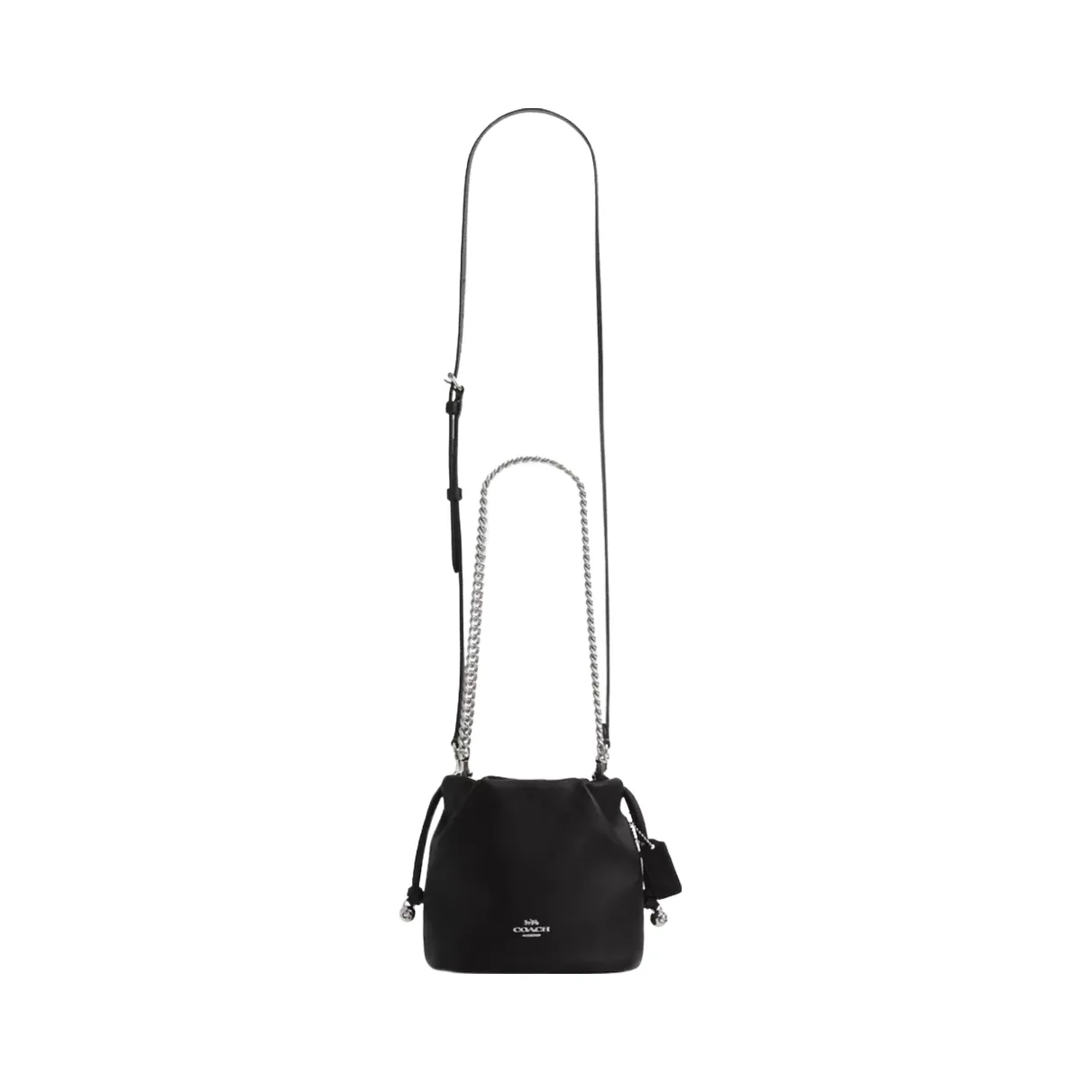 Coach Faye Mini Drawstring Bag in Silver Black