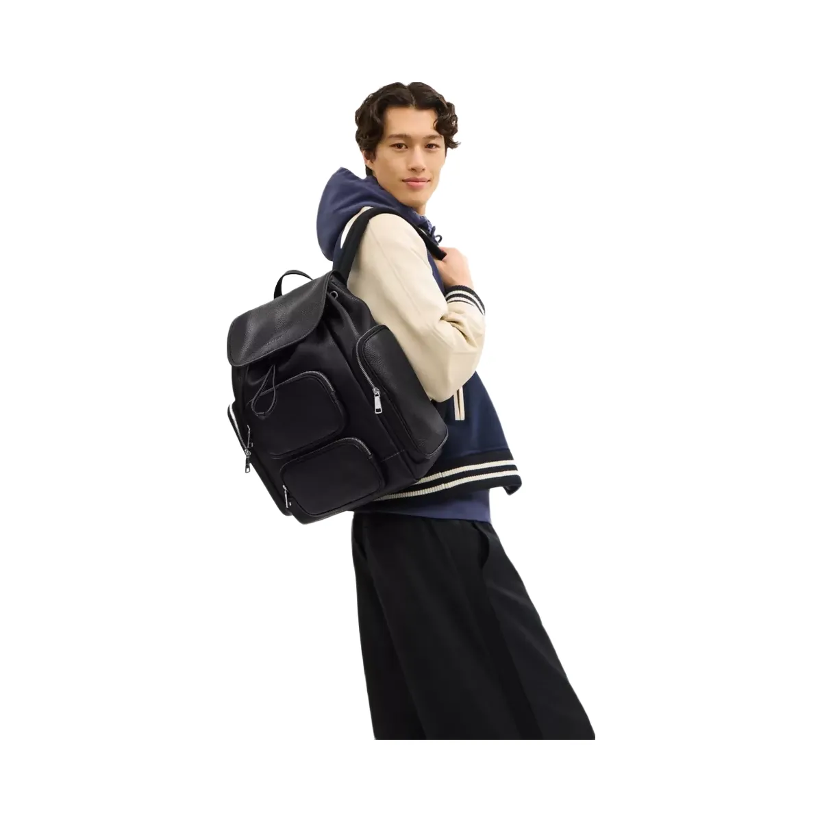 Coach Finn Backpack in Silver Black