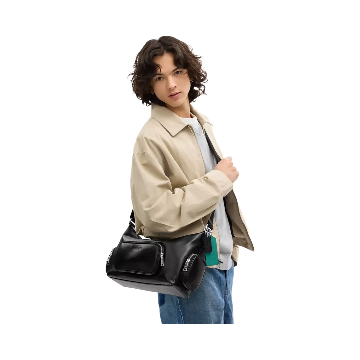 Coach Finn Crossbody Bag With Pockets And Charms in Silver Black