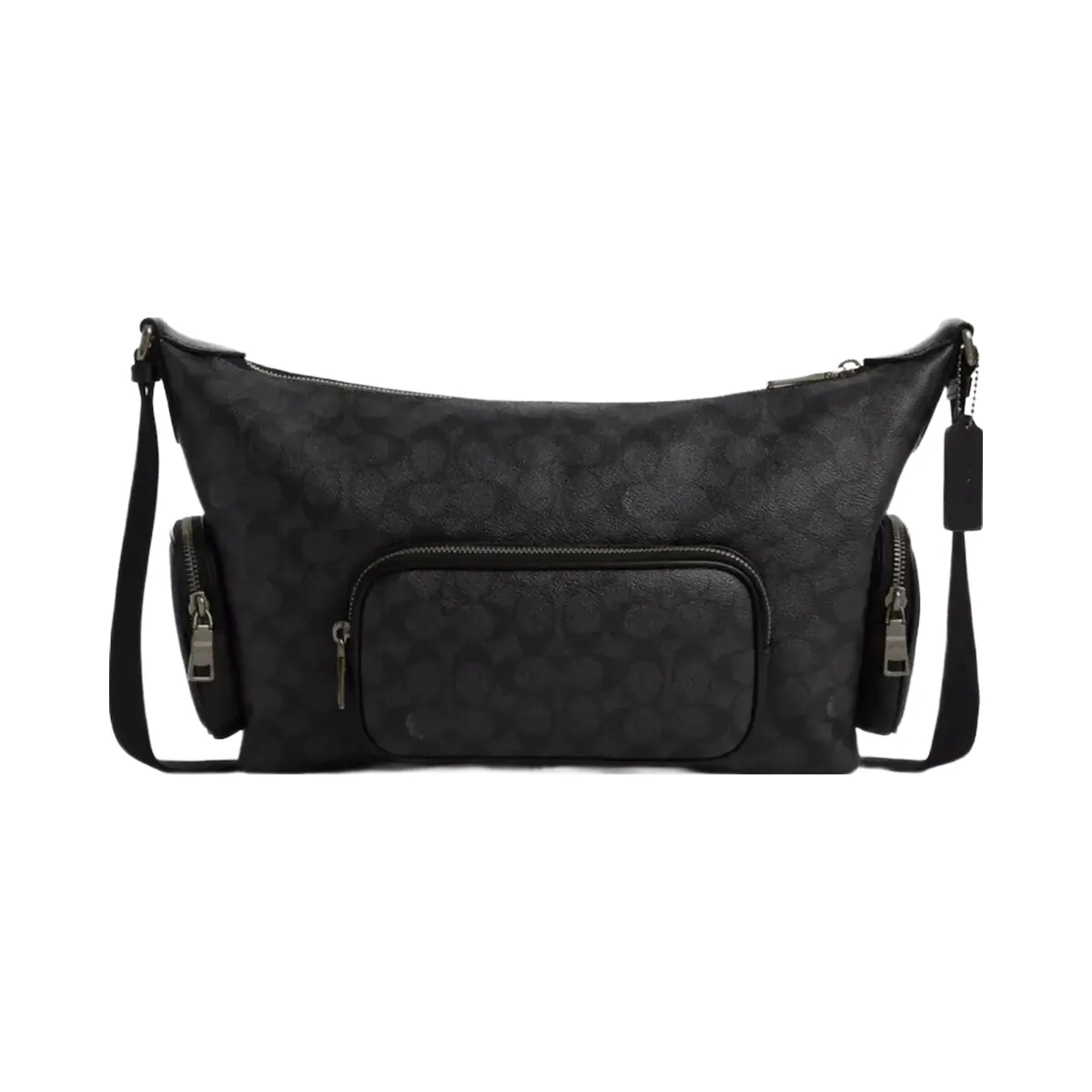 Coach Finn Crossbody Bag With Pockets In Signature Canvas in Gunmetal Charcoal Black