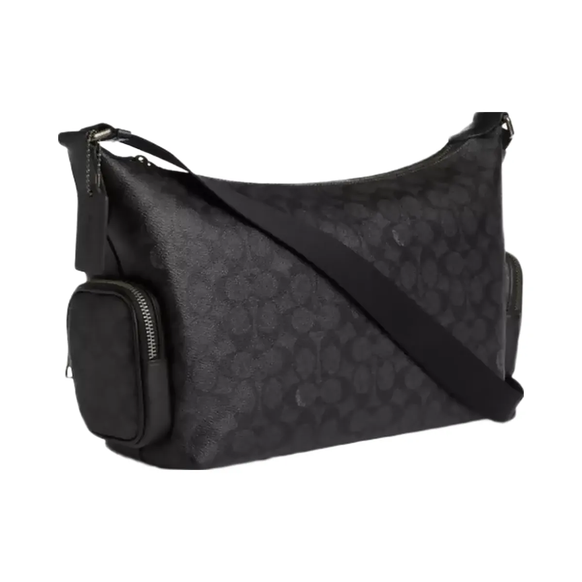 Coach Finn Crossbody Bag With Pockets In Signature Canvas in Gunmetal Charcoal Black