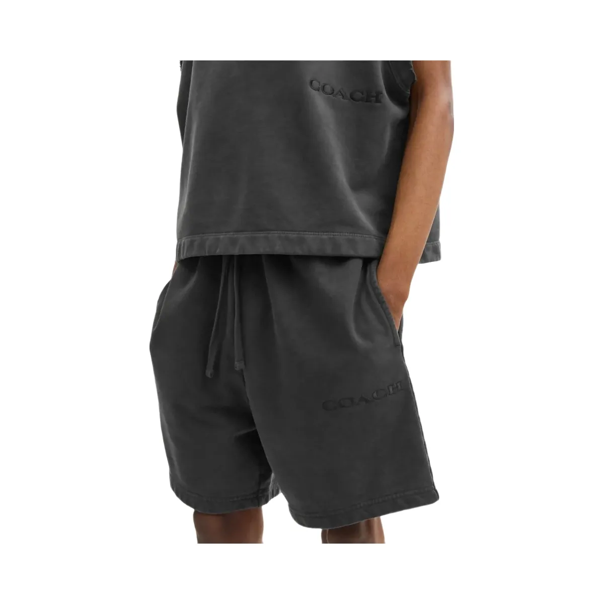 Coach Garment Dyed Pull On Shorts Black