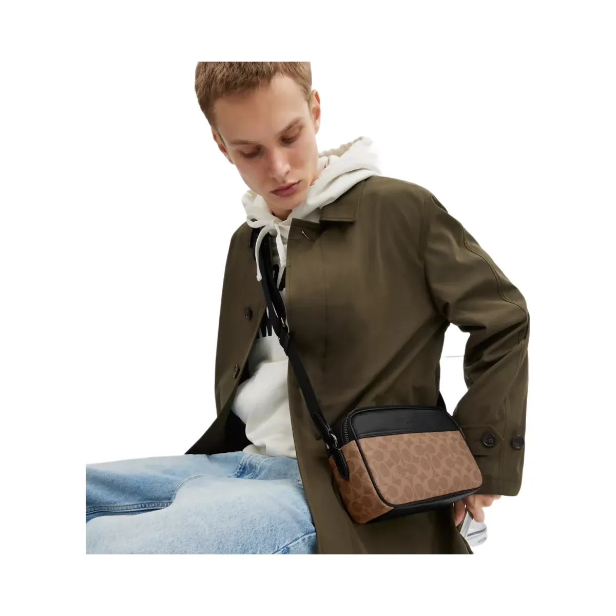 Coach Graham Crossbody Bag In Signature Canvas in Gunmetal Tan Black