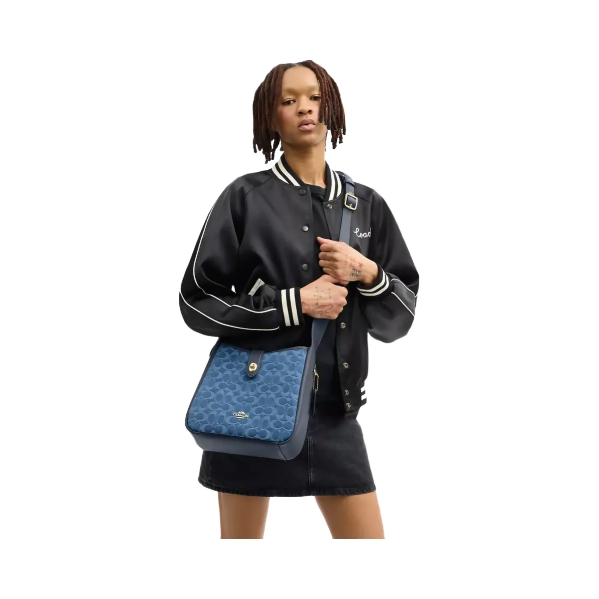 Coach Hadley Convertible Crossbody Bag In Signature Denim in Gold Indigo