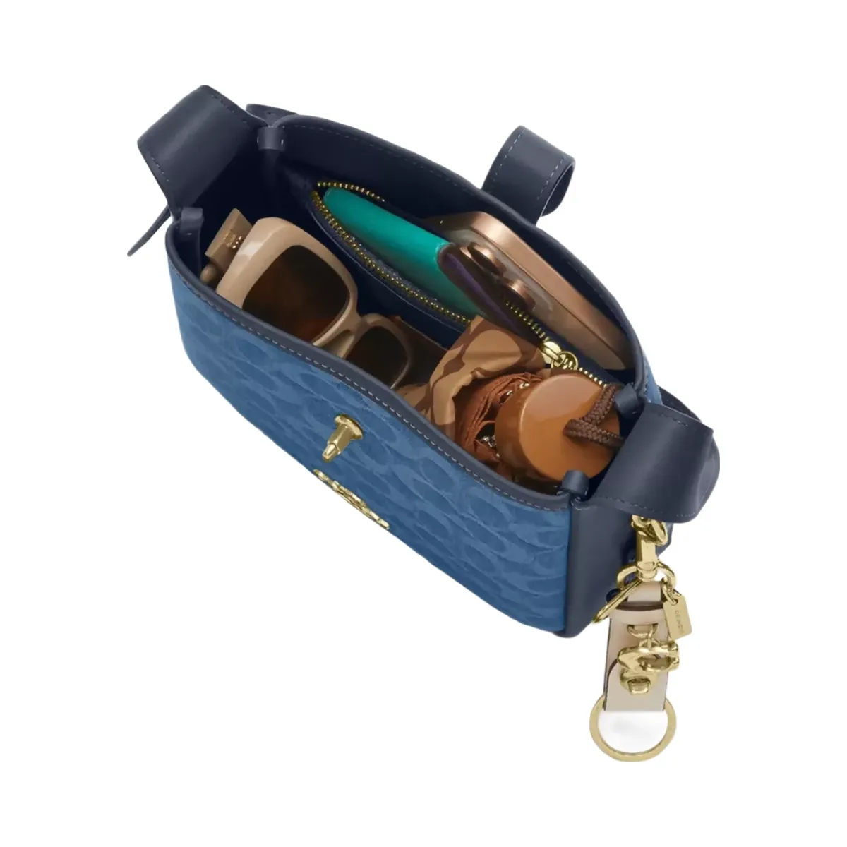 Coach Hadley Mini Crossbody Bag In Signature Denim in Gold Indigo