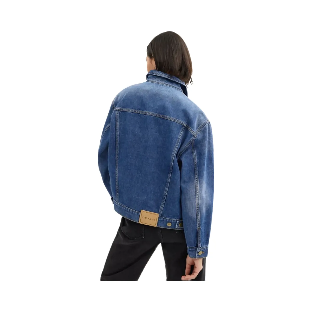 Coach Heritage C Denim Trucker Jacket In Organic Cotton Medium Blue