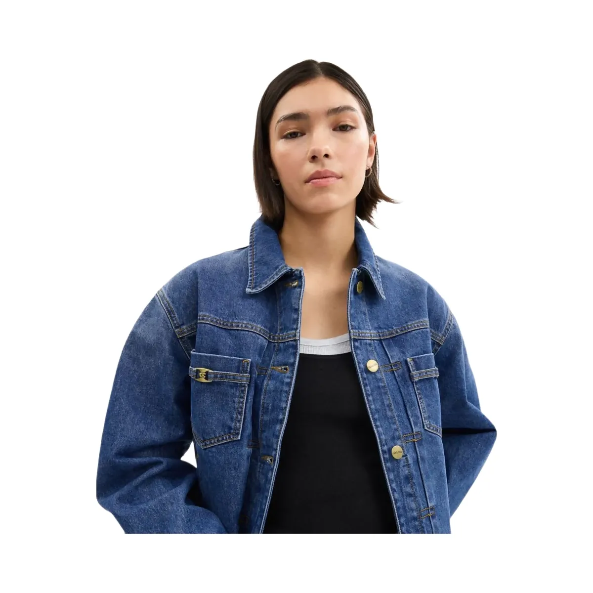 Coach Heritage C Denim Trucker Jacket In Organic Cotton Medium Blue