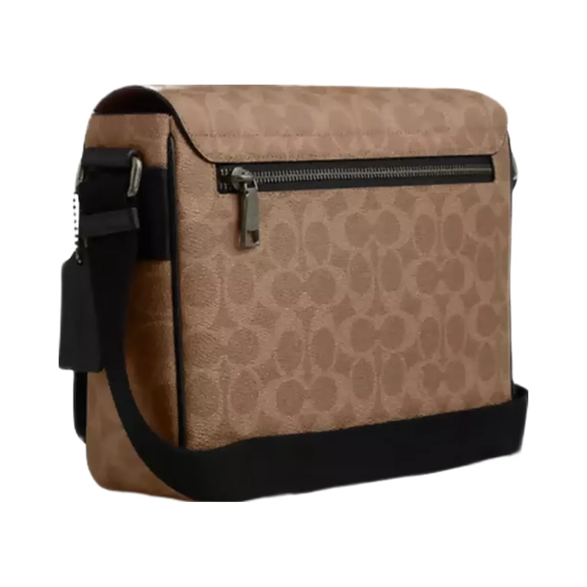 Coach Jack Messenger Bag In Signature Canvas in Gunmetal Tan Black