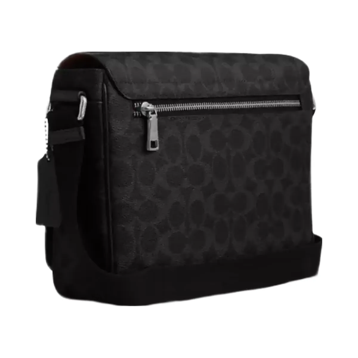 Coach Jack Messenger Bag In Signature Canvas in Silver Black Signature