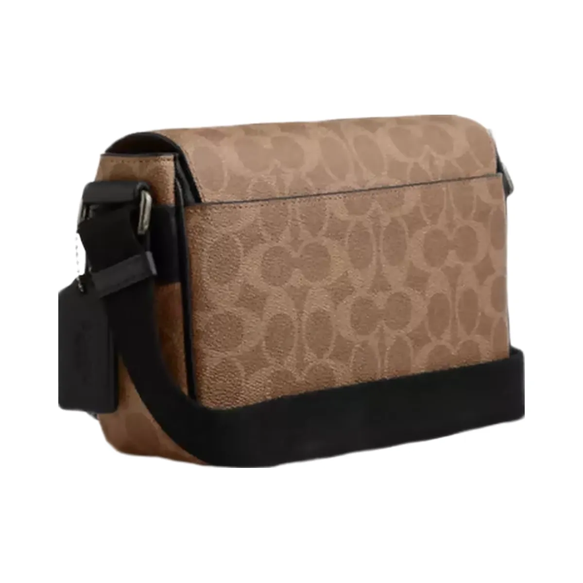 Coach Jack Small Flap Crossbody Bag In Signature Canvas in Gunmetal Tan Black