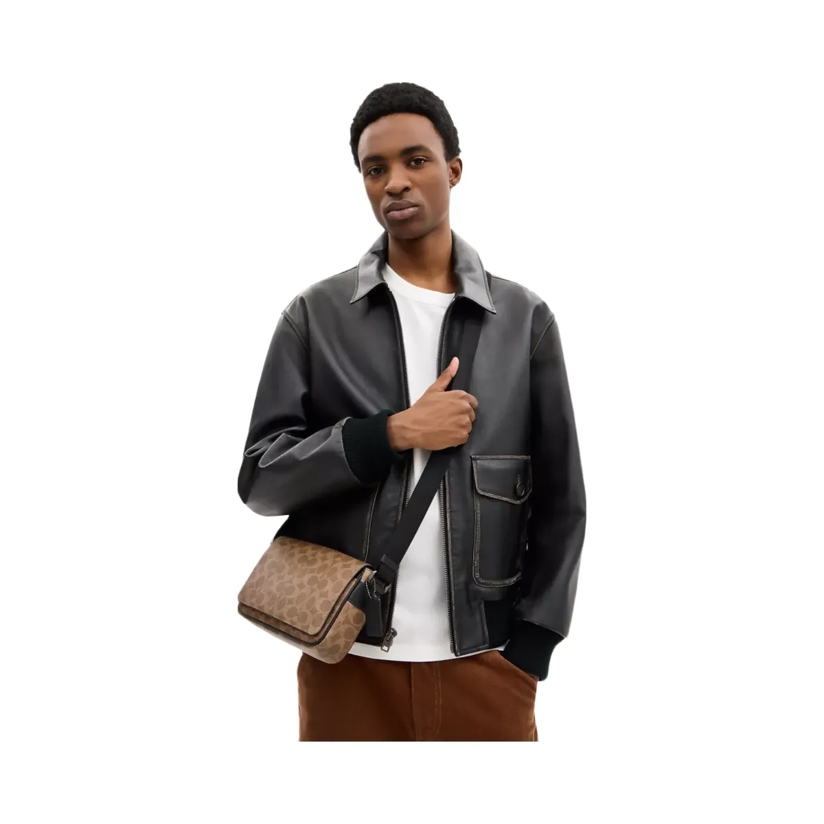 Coach Jack Small Flap Crossbody Bag In Signature Canvas in Gunmetal Tan Black