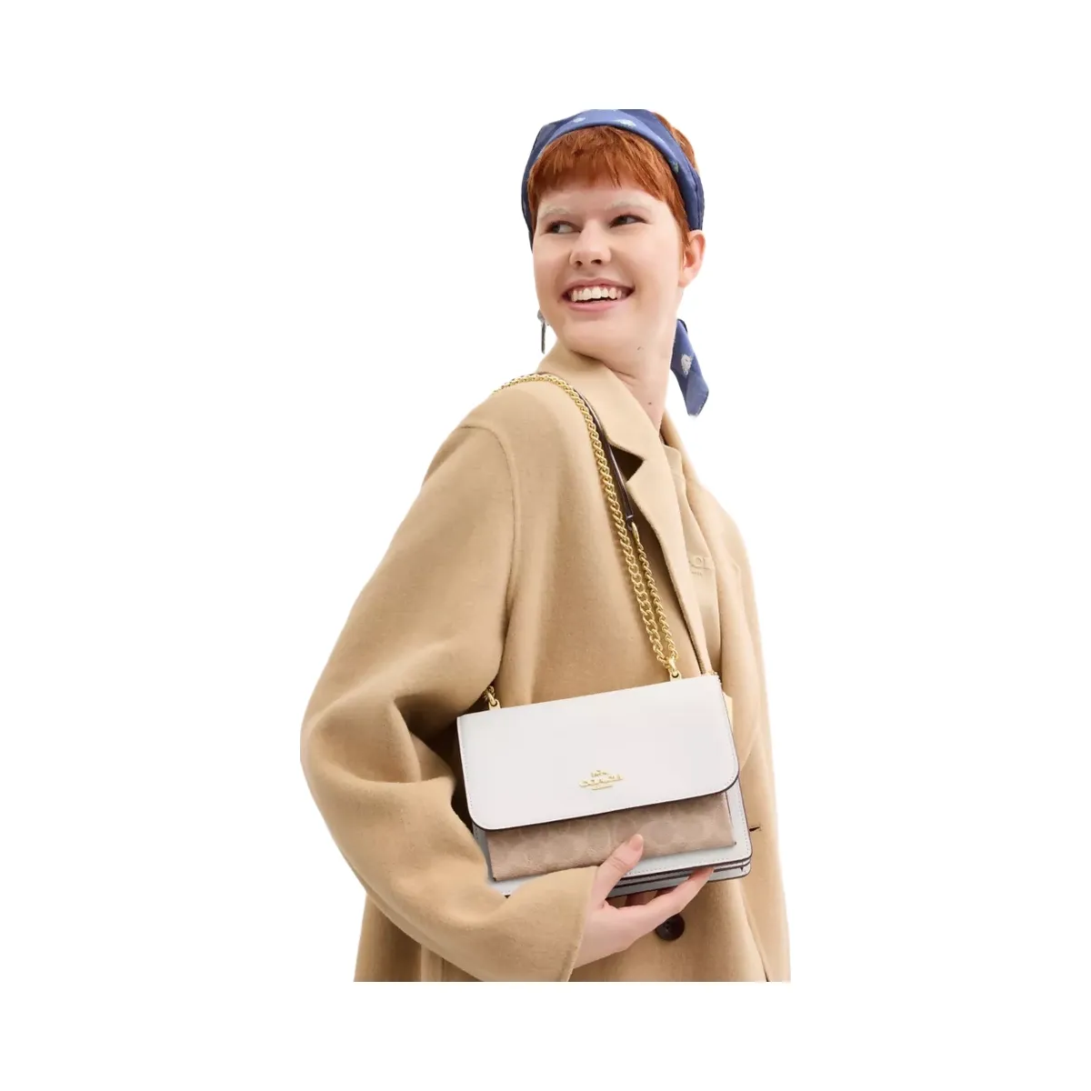 Coach Klare Crossbody Bag In Signature Canvas in Gold Sand Chalk