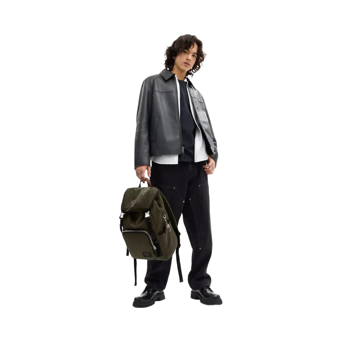 Coach Logan Backpack In Signature Nylon in Dark Moss