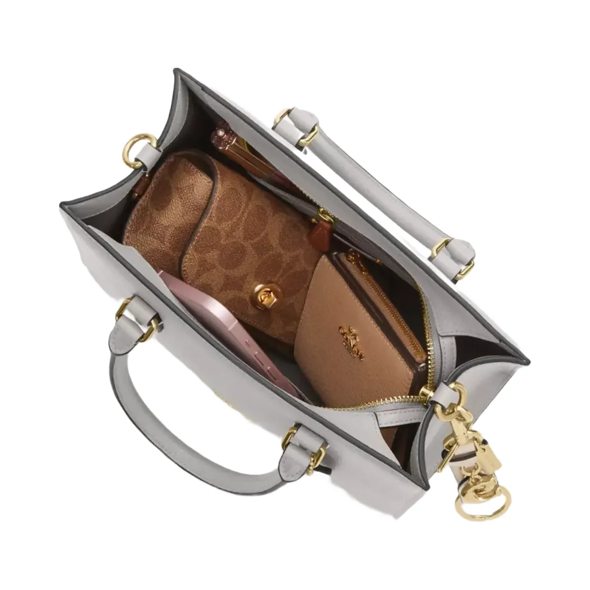 Coach Maggie Small Tote Bag in Gold Dove Grey