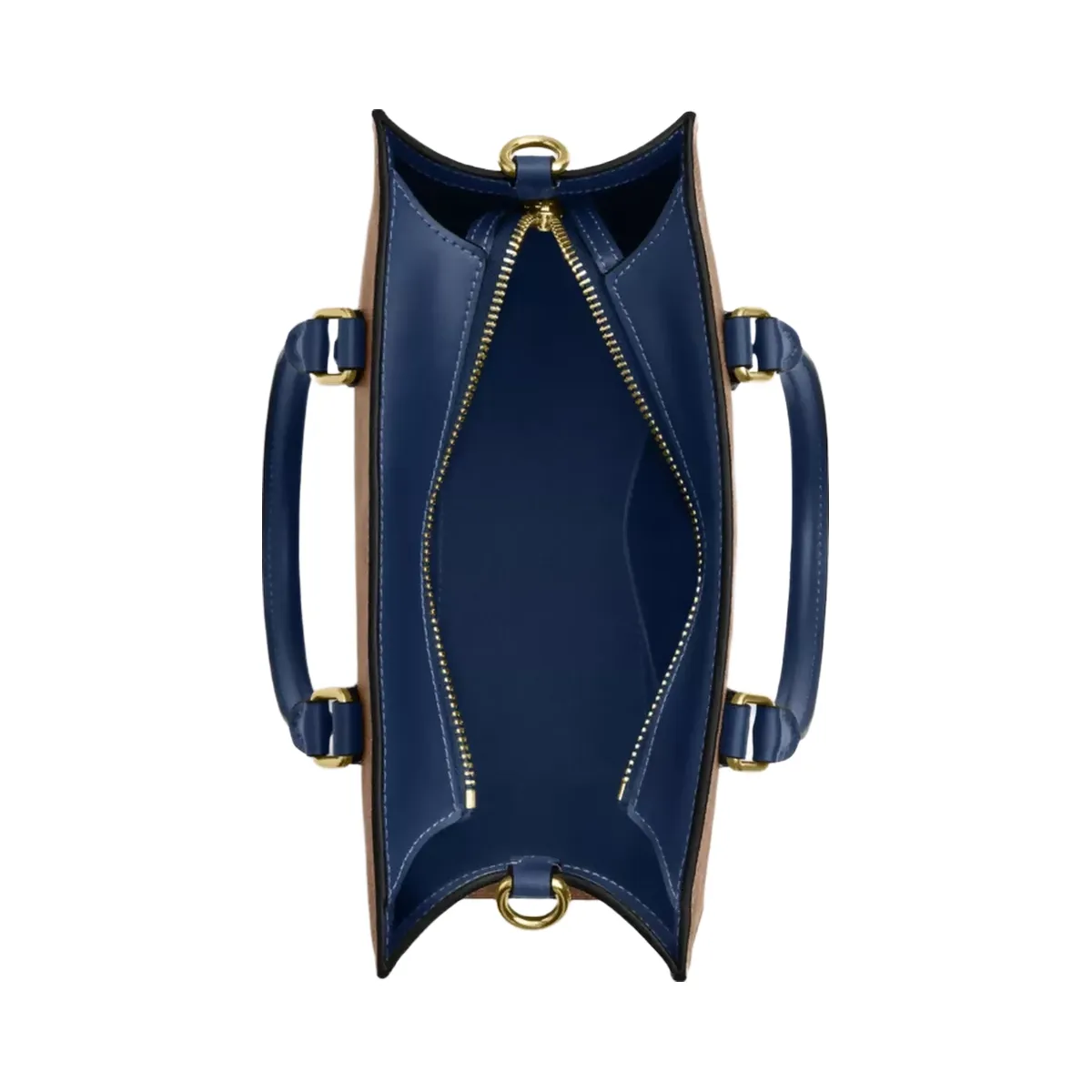 Coach Maggie Small Tote Bag In Signature Canvas in Gold Tan Deep Blue
