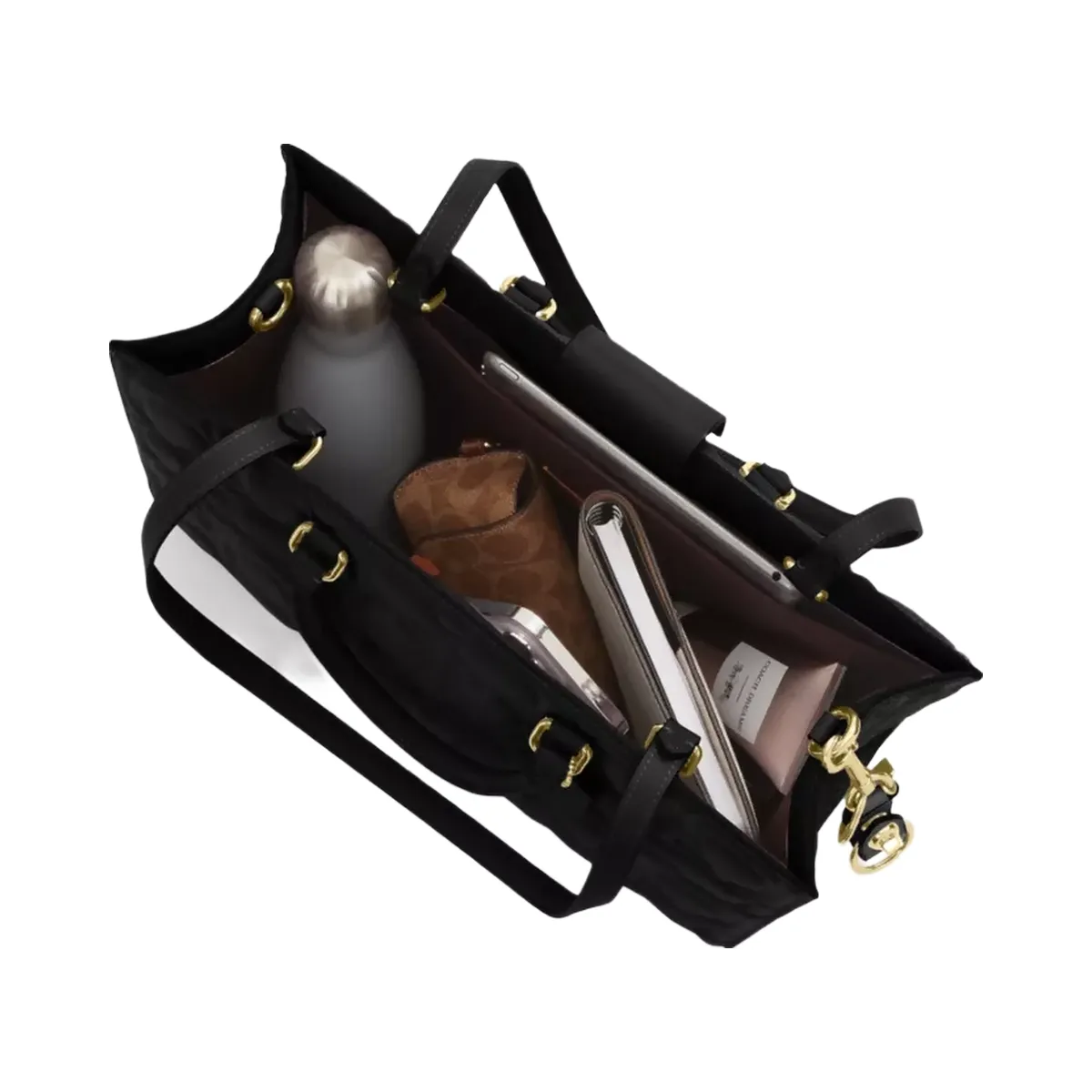 Coach Maggie Tote Bag In Signature Leather in Gold Black