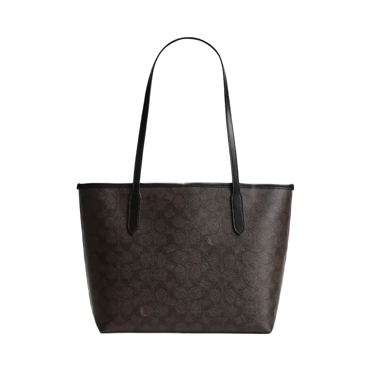 Coach Medium City Tote Bag In Signature Canvas in Gold Walnut Black