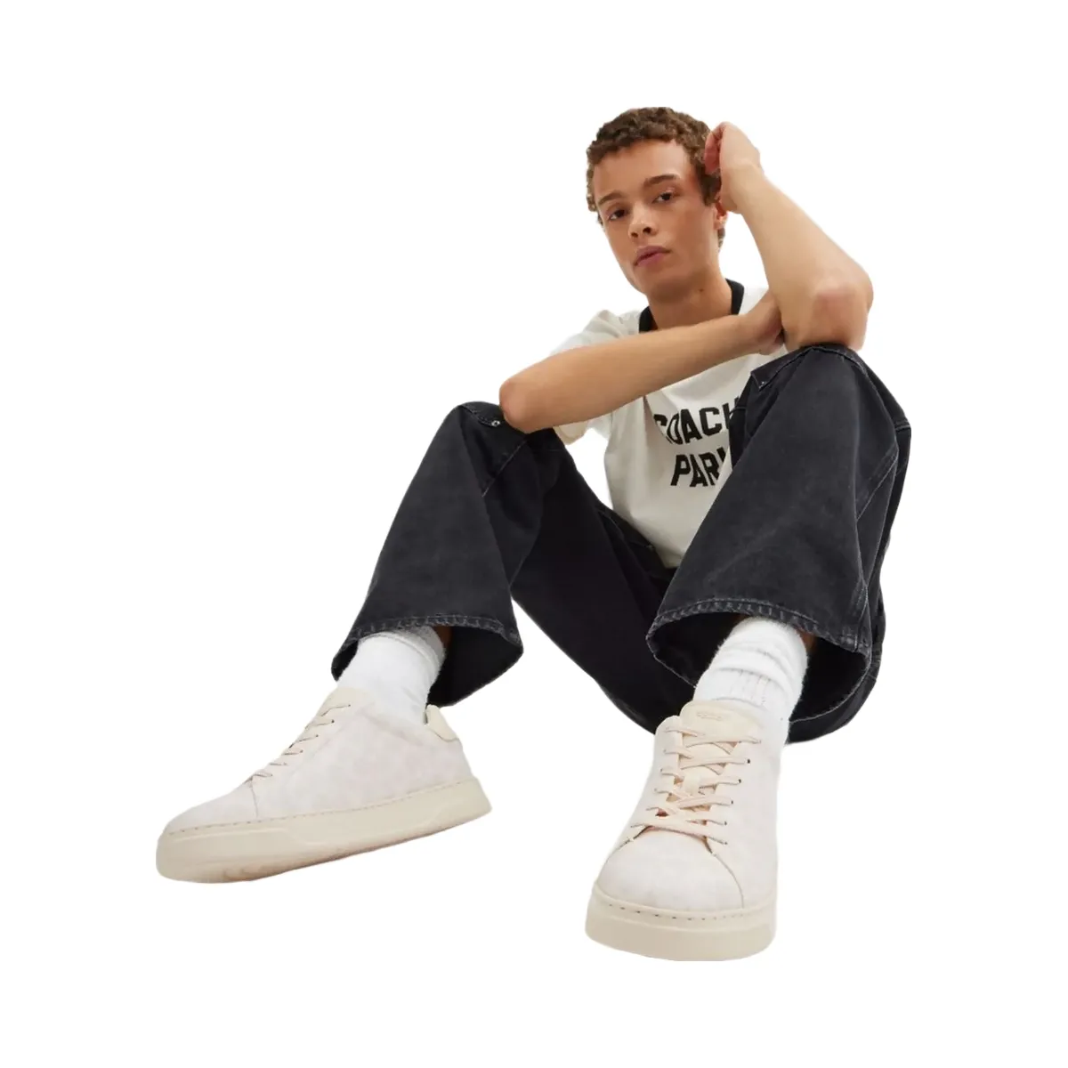 Coach Men's High Line Sneaker In Signature Canvas Off White