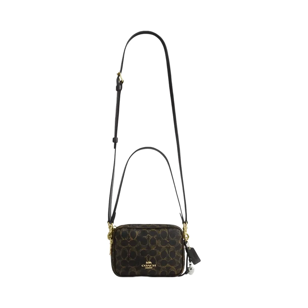 Coach Mini Carey Crossbody Bag In Loved Signature Canvas in Gold Brown