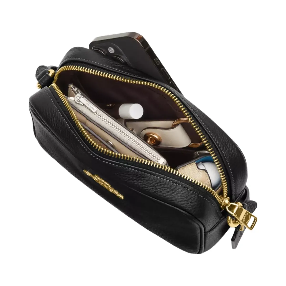 Coach Mini Jamie Camera Bag In Signature Canvas in Gold Walnut Black