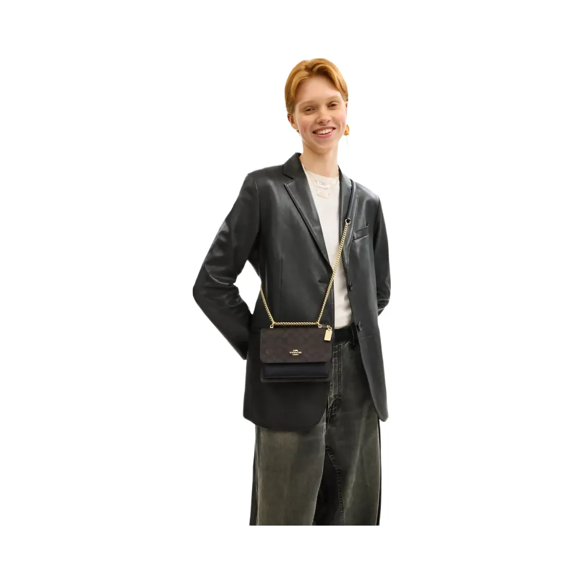 Coach Mini Klare Crossbody Bag In Signature Canvas in Gold Walnut Black