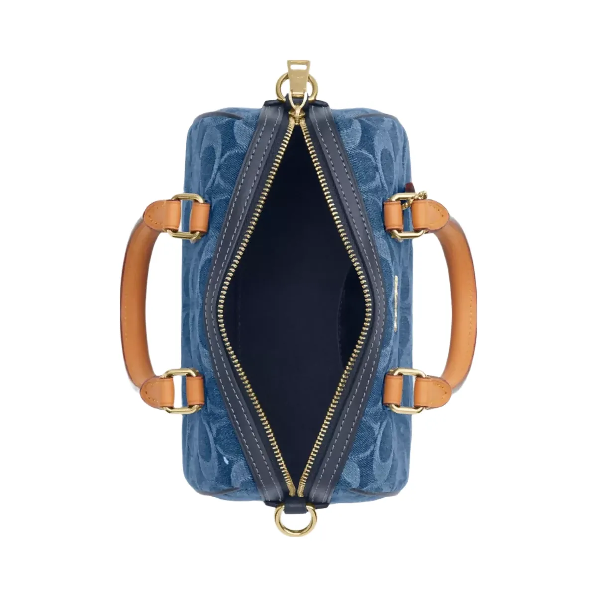 Coach Mini Rowan Crossbody Bag In Signature Denim in Gold Indigo