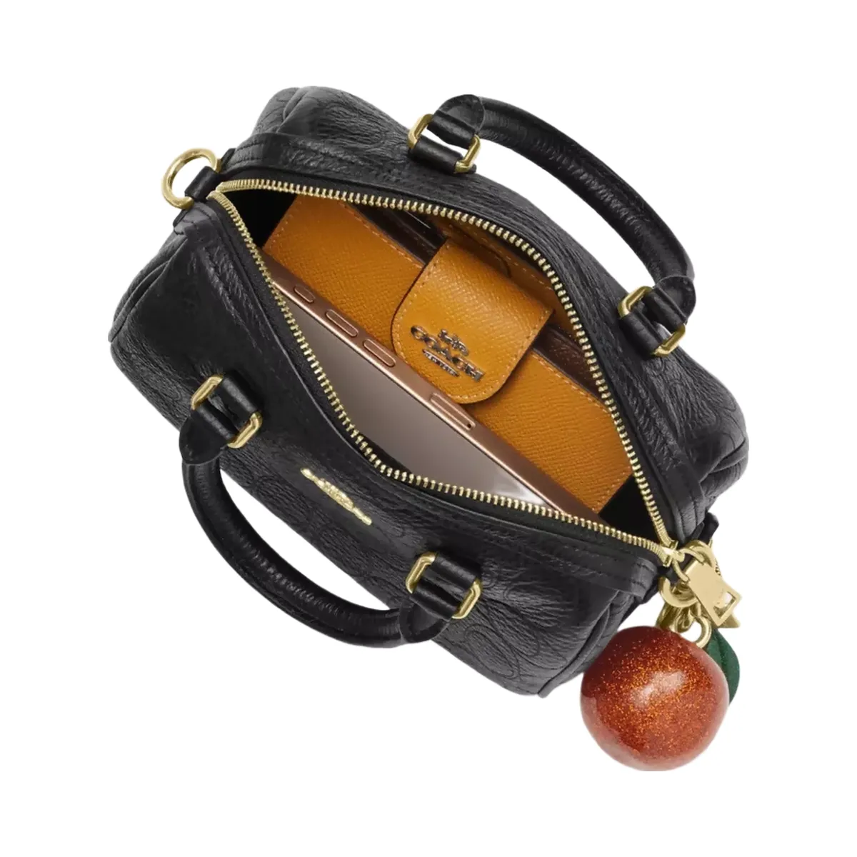 Coach Mini Rowan Crossbody Bag In Signature Leather in Gold Black