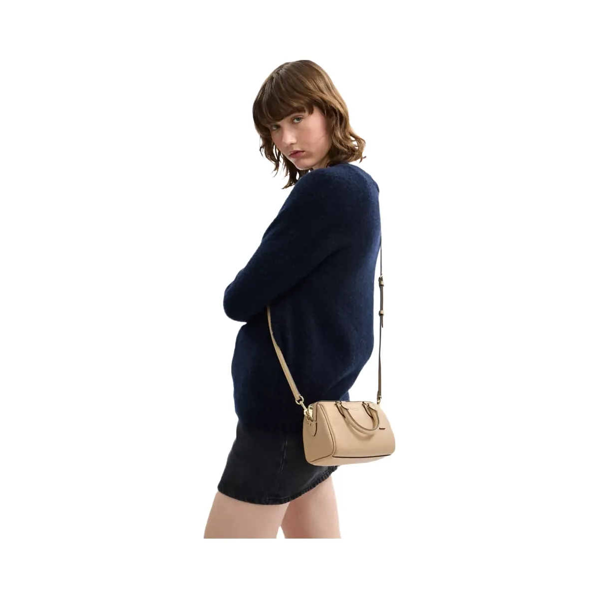 Coach Mini Rowan Crossbody Bag In Signature Leather in Gold Oat