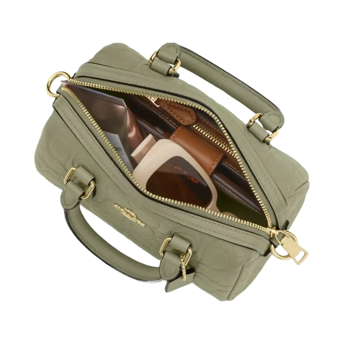 Coach Mini Rowan Crossbody Bag In Signature Leather in Gold Pistachio