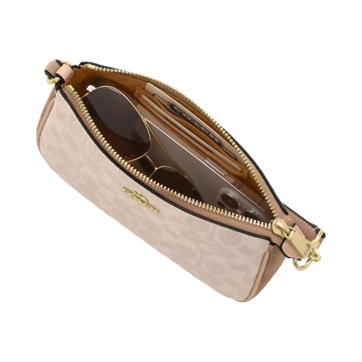 Coach Nolita 19 In Blocked Signature Canvas in Gold Sand Tan