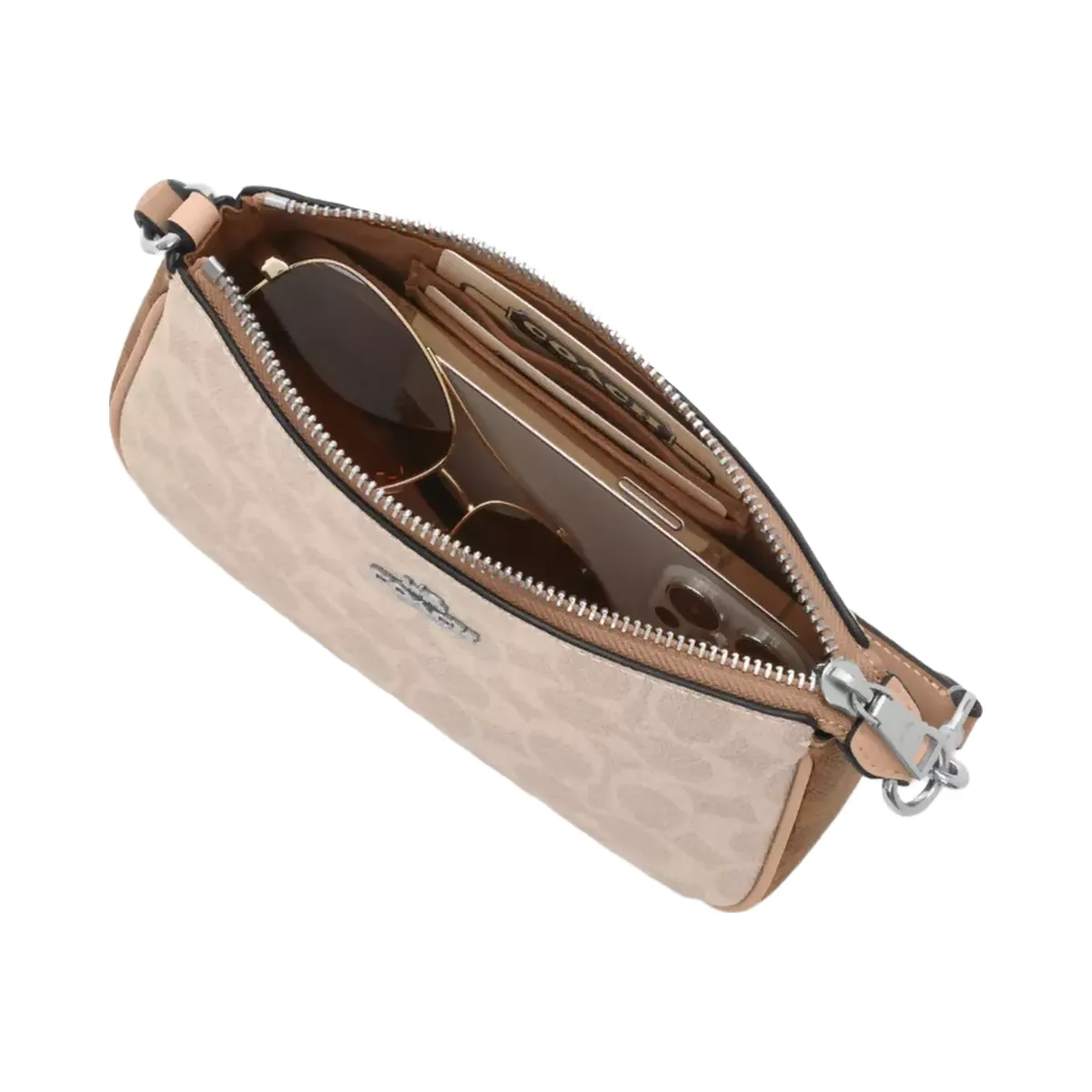 Coach Nolita 19 In Blocked Signature Canvas in Silver Sand Taupe Multi