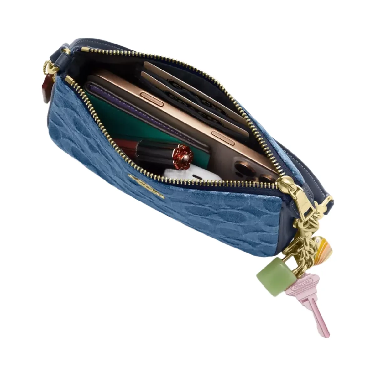 Coach Nolita 19 In Signature Denim in Gold Indigo