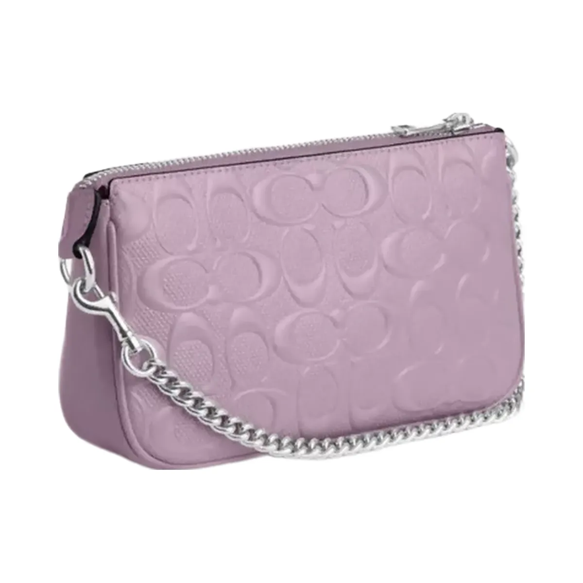 Coach Nolita 19 In Signature Leather With Heart Charm in Silver Light Violet
