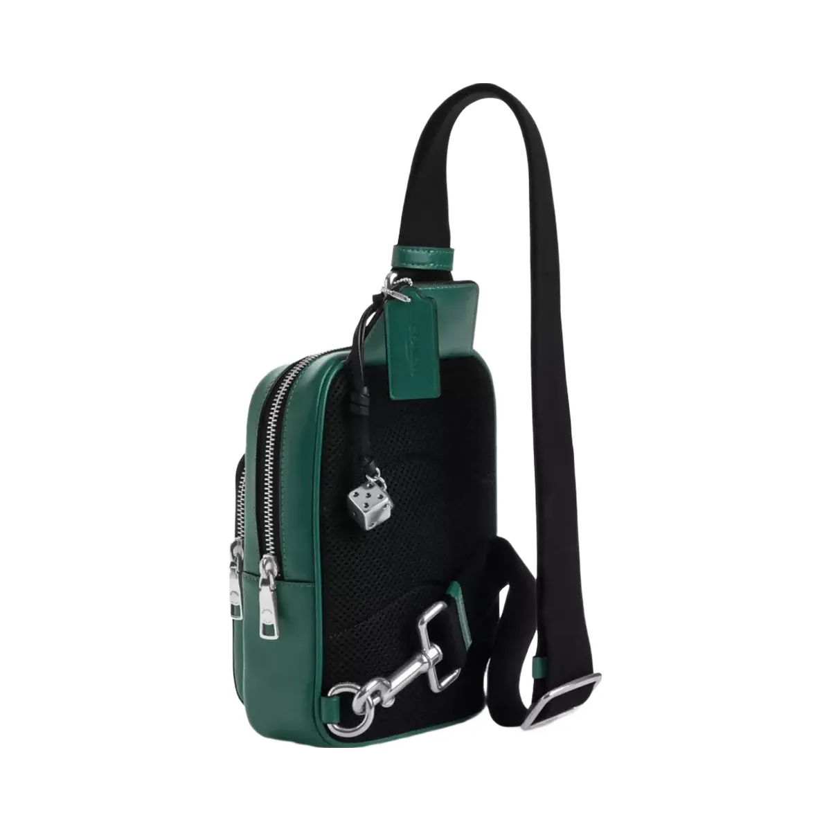 Coach Racer Sling Pack In Signature Canvas With Charms in Silver Sea Green