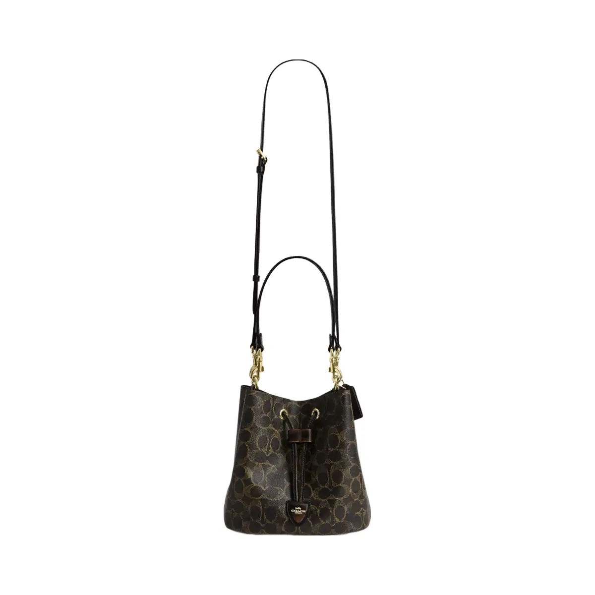 Coach Rowan Bucket Bag In Loved Signature Canvas With Charms in Gold Brown