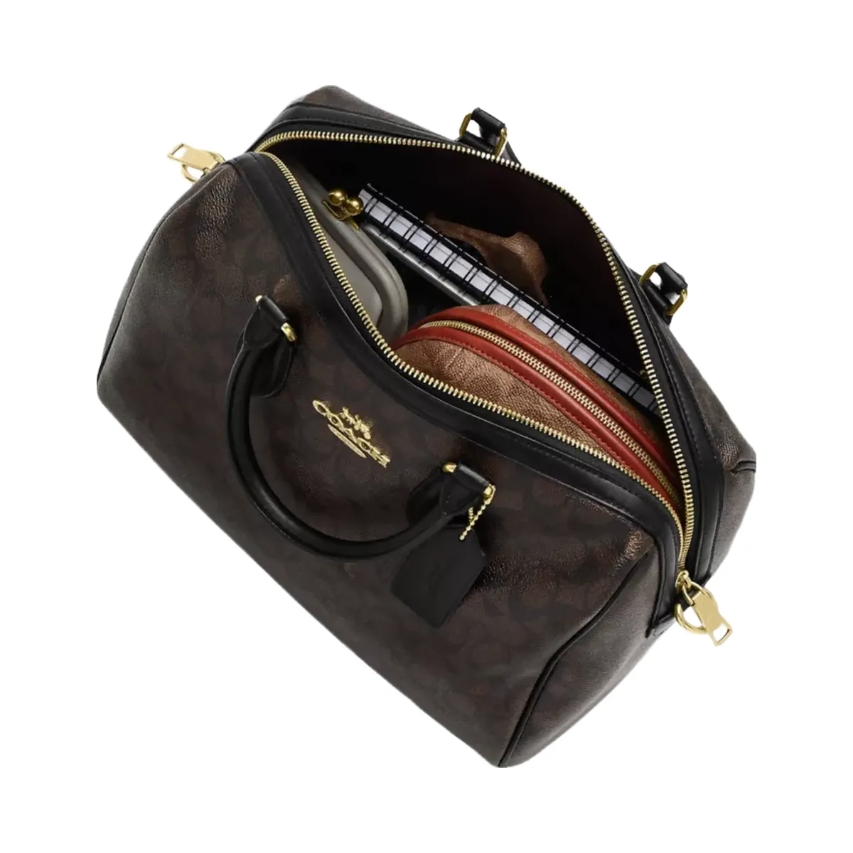 Coach Rowan Large Satchel Bag in Gunmetal Dark Stone