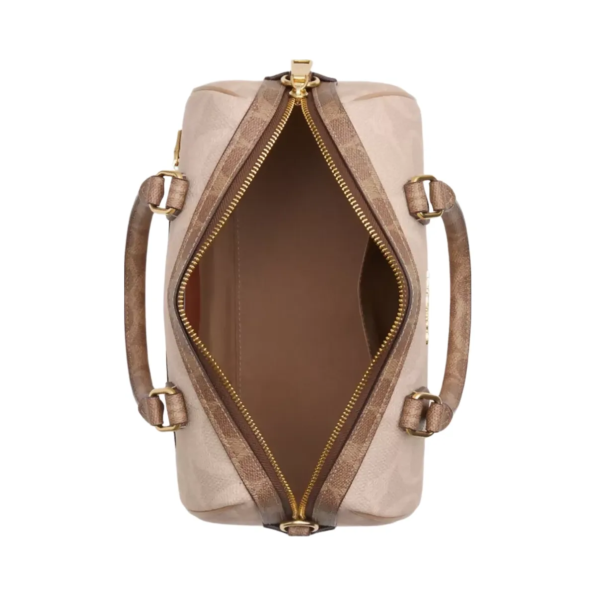 Coach Rowan Satchel Bag In Blocked Signature Canvas in Gold Sand Tan