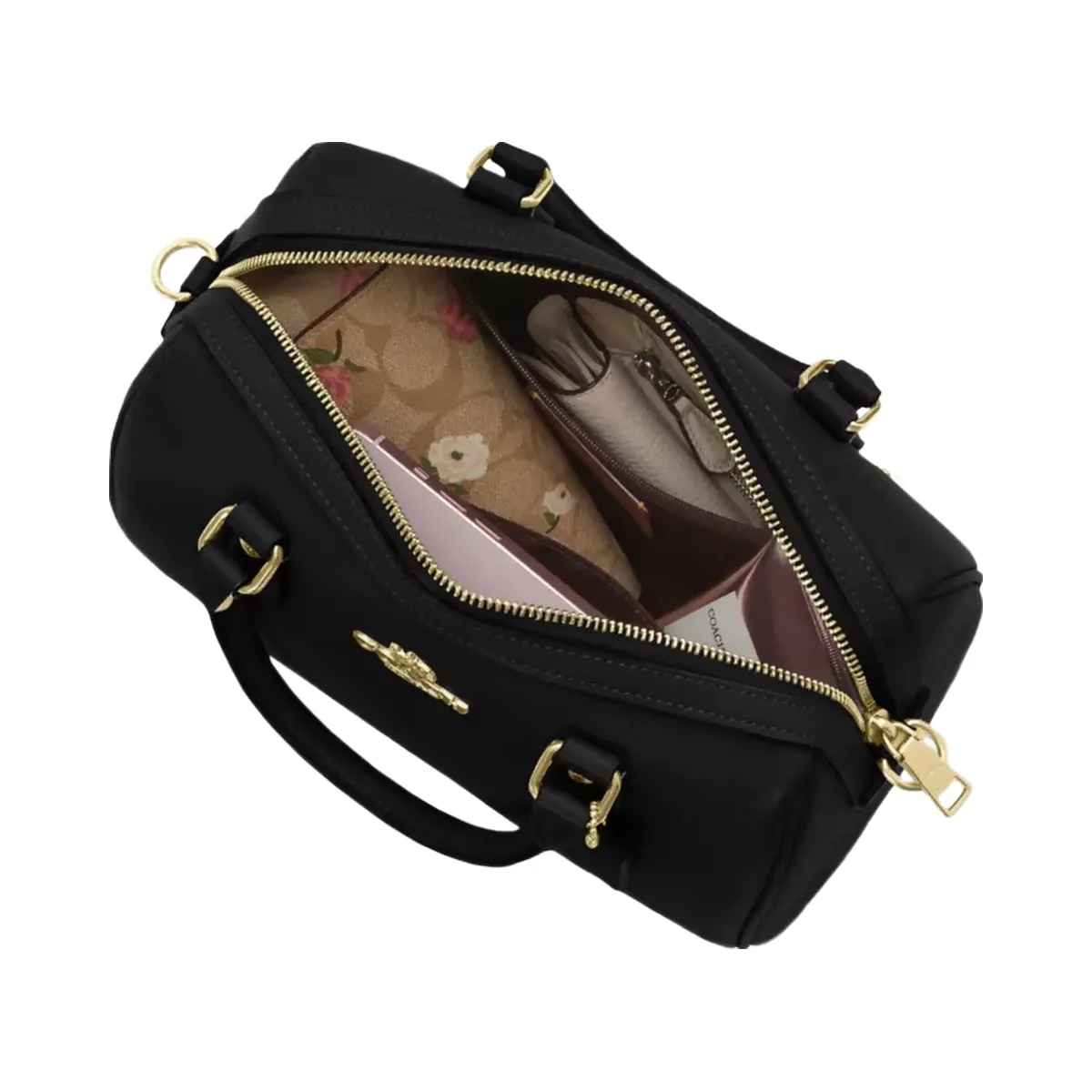 Coach Rowan Satchel Bag in Gold Black