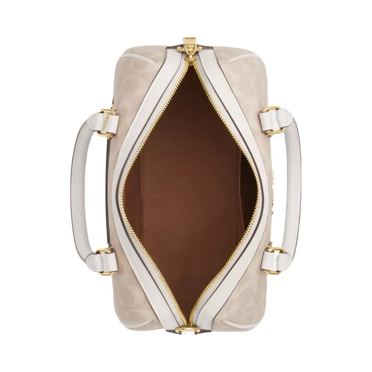 Coach Rowan Satchel Bag In Signature Canvas in Gold Sand Chalk