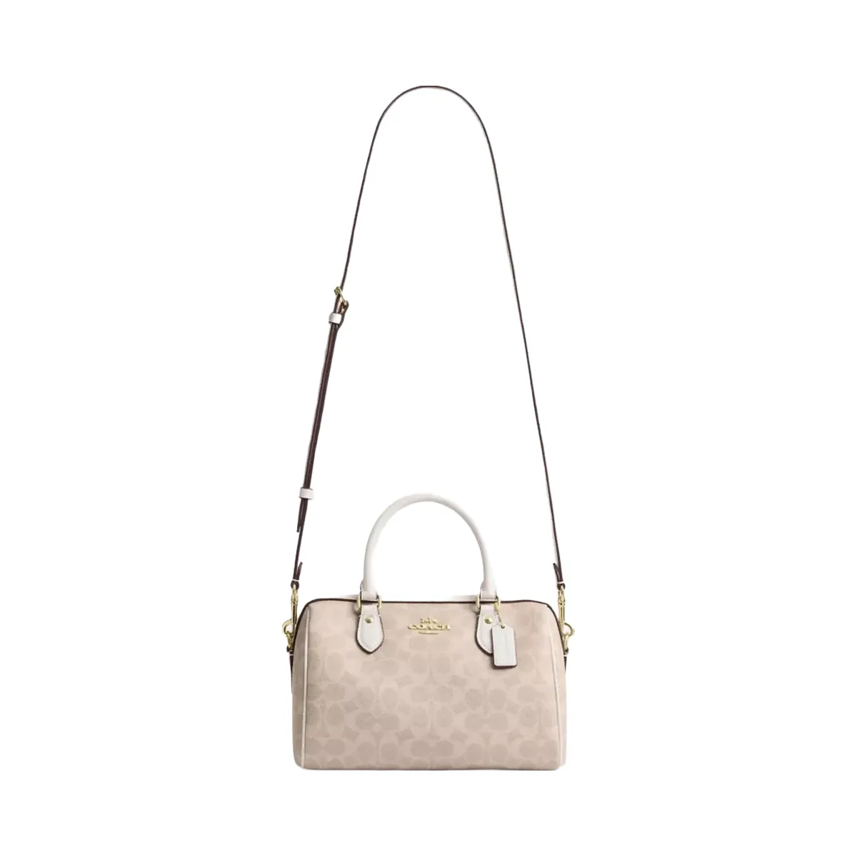 Coach Rowan Satchel Bag In Signature Canvas in Gold Sand Chalk