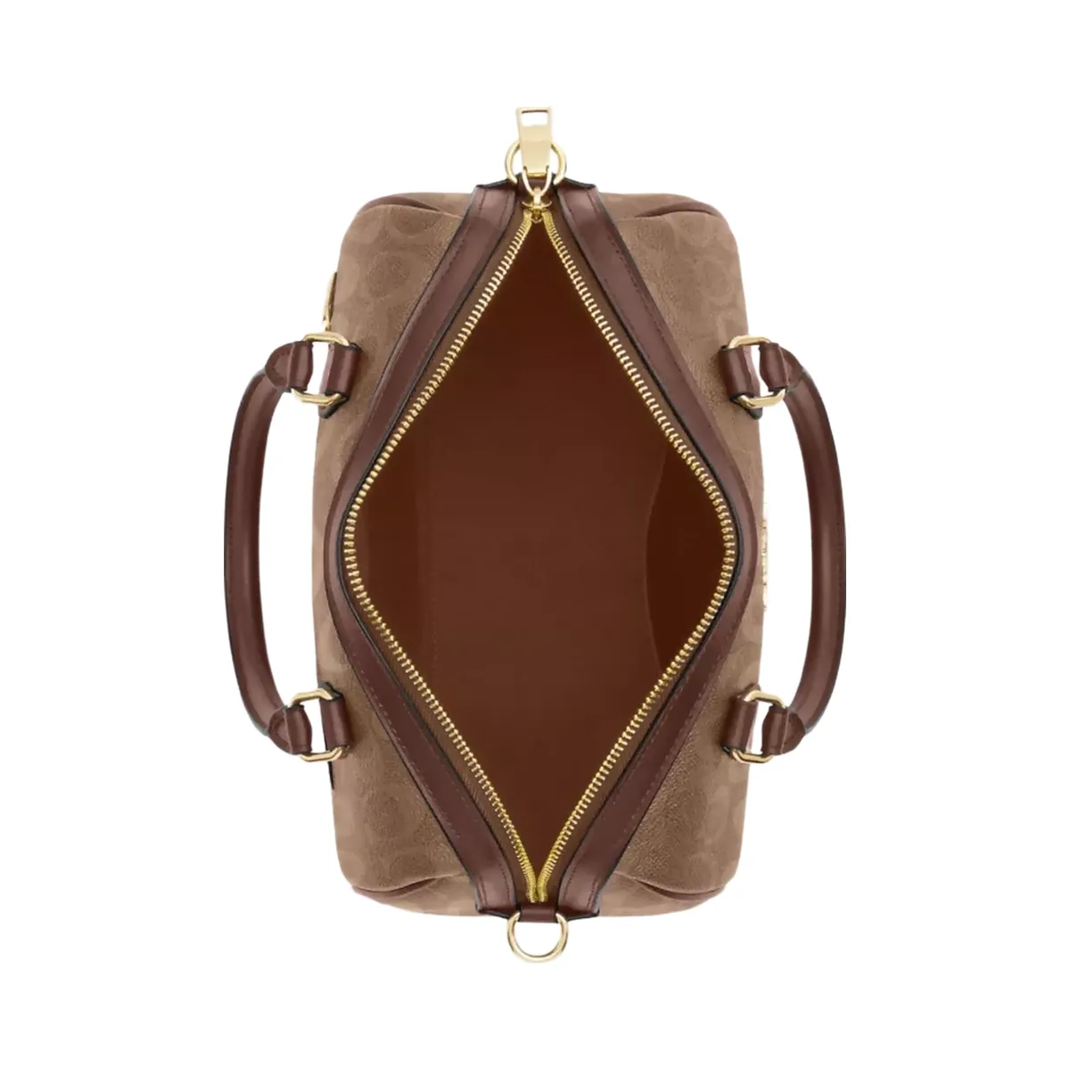 Coach Rowan Satchel Bag In Signature Canvas in Gold Tan Brown