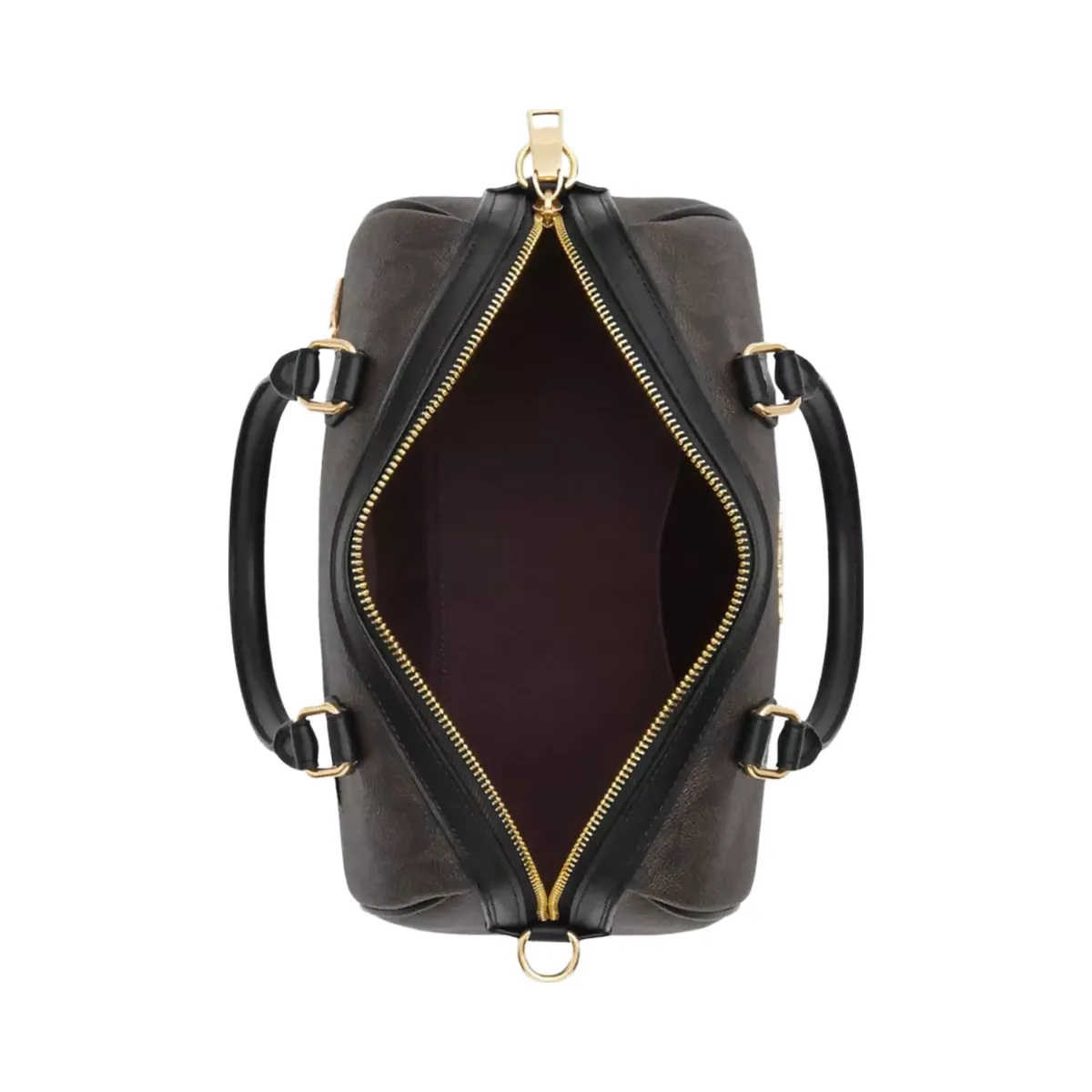 Coach Rowan Satchel Bag In Signature Canvas in Gold Walnut Black