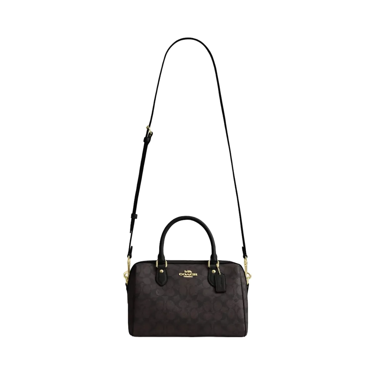 Coach Rowan Satchel Bag In Signature Canvas in Gold Walnut Black