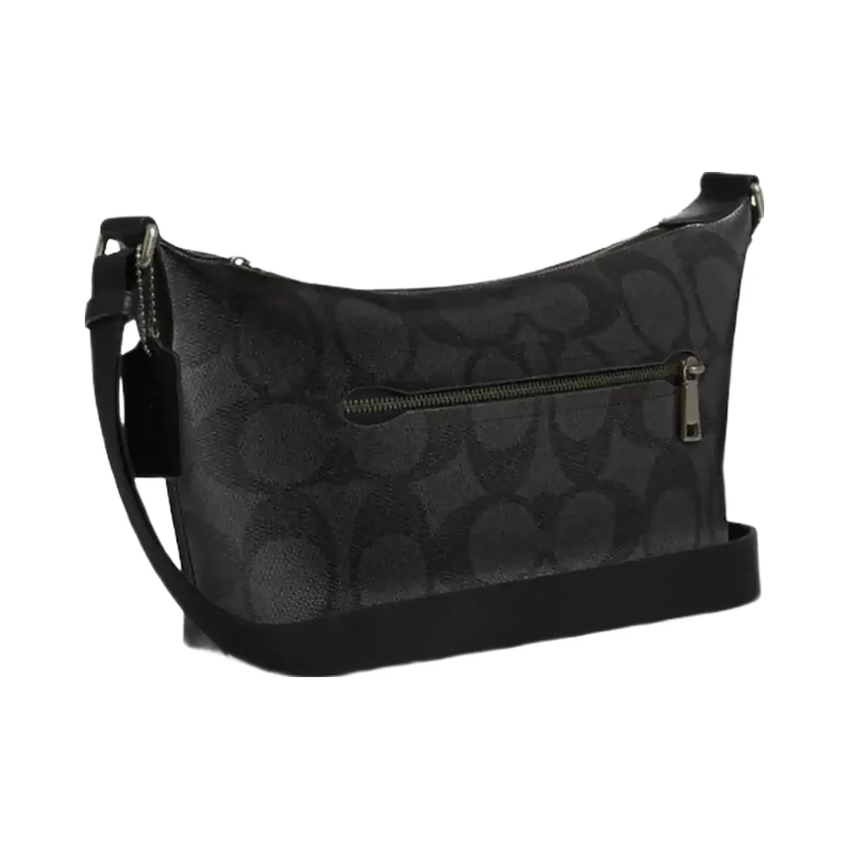 Coach Small Finn Crossbody Bag With Pouch In Maxi Signature Canvas in Gunmetal Charcoal Black