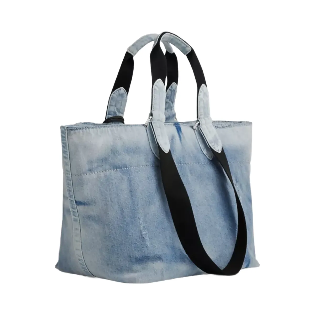 Coach Small Tour Tote Bag In Loved Denim With Charms in Silver Light Indigo