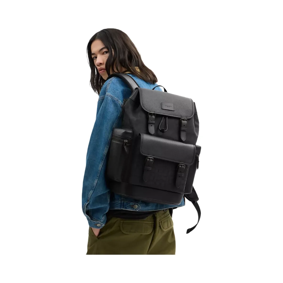 Coach Sprint Backpack In Signature Jacquard in Black Copper Black