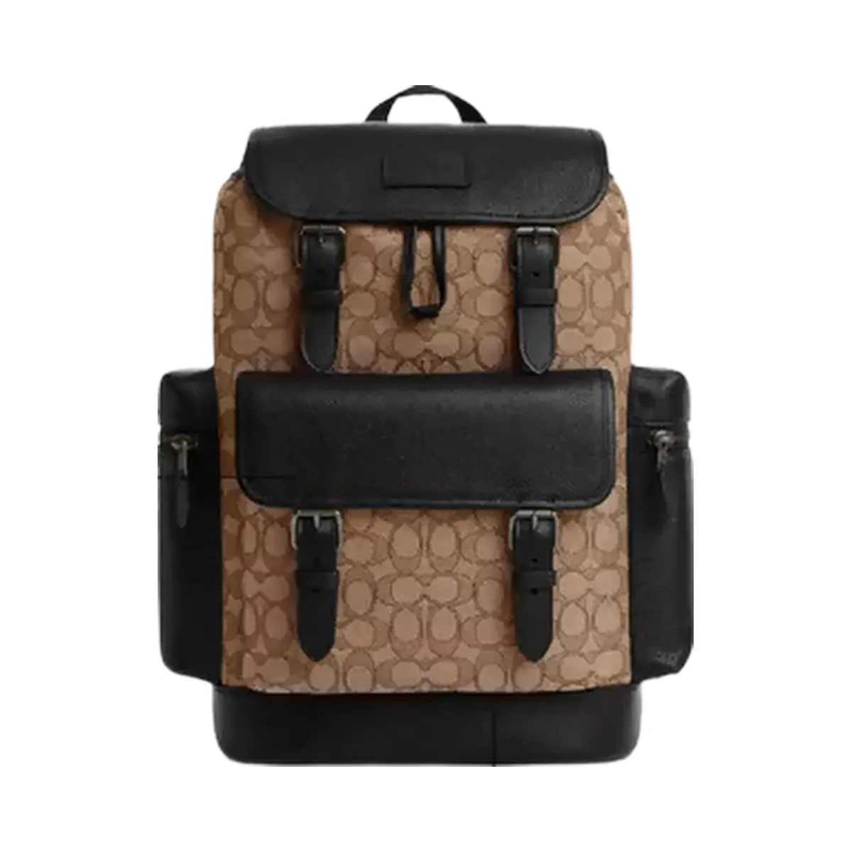 Coach Sprint Backpack In Signature Jacquard in Gunmetal Tan Black