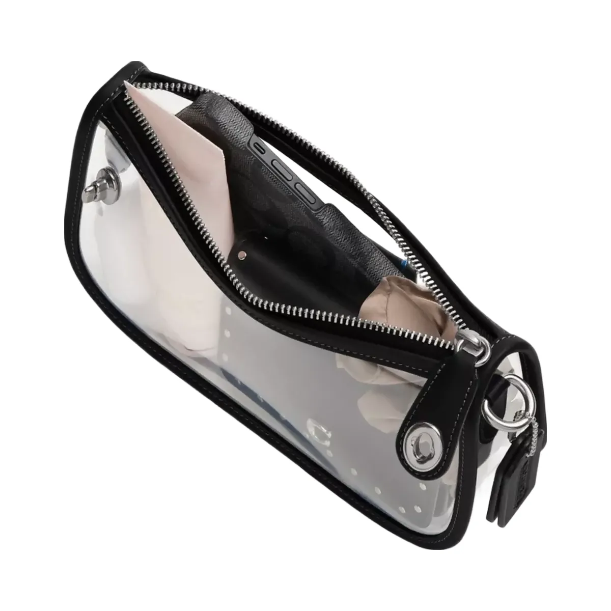 Coach Stadium Swinger Bag in Silver Black