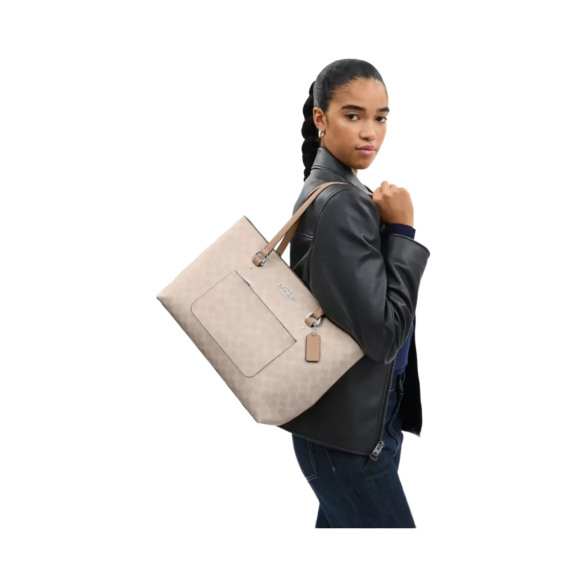 Coach Station Tote Bag In Signature Canvas in Silver Sand Taupe